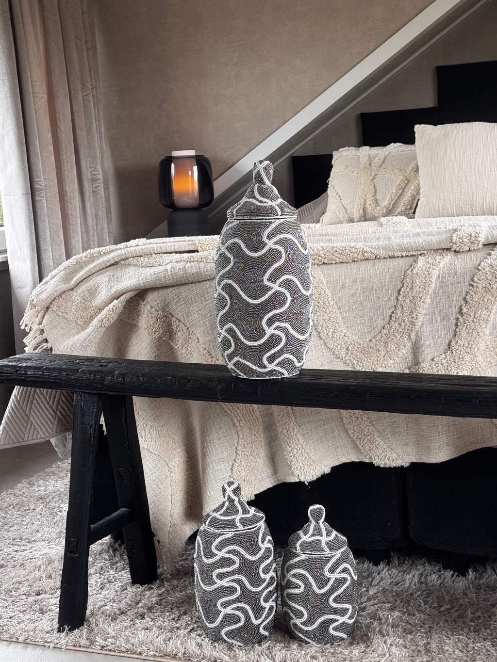 Holy XL Pot Silver White | Luxe Decoratiepot 40 cm